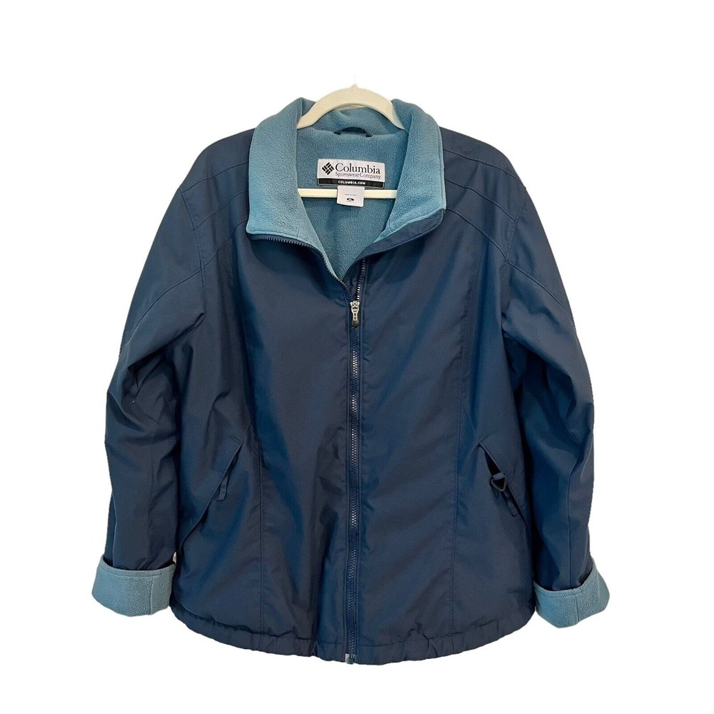 Columbia Womens Fleece Jacket Full Zip Long Sleeve Zip Pockets Blue Size XL